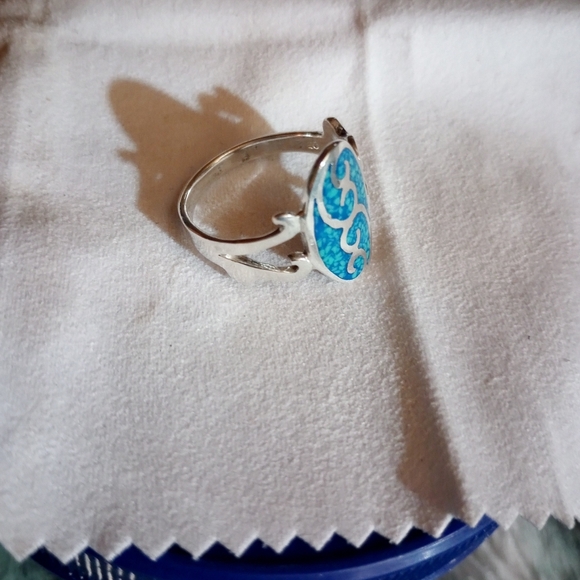 RARE!NAVAJO JESSE CLAW GENUINE TURQUOISE AND 925 SILVER RING, MARKED JC AND 925 - Picture 5 of 7